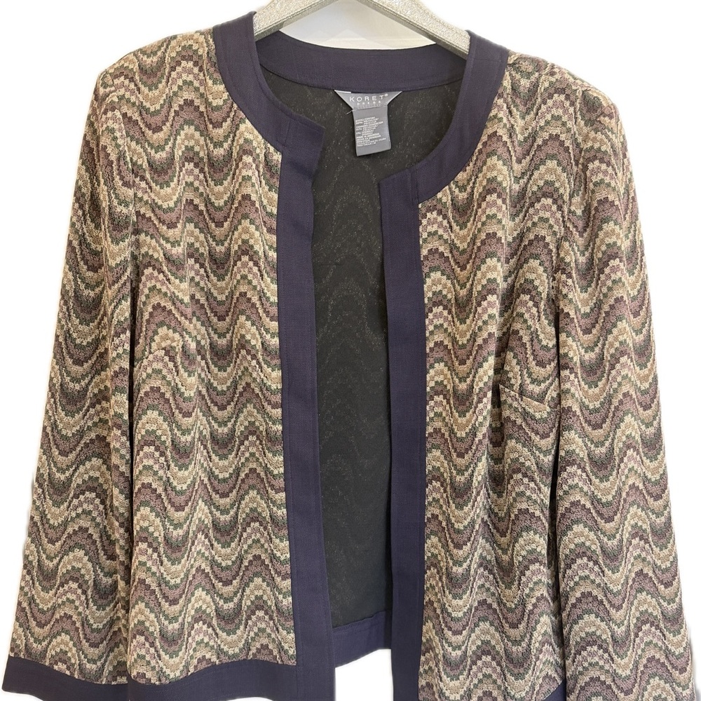 Koret Open Front Jacket Neutral Chevron Lightweight Workwear